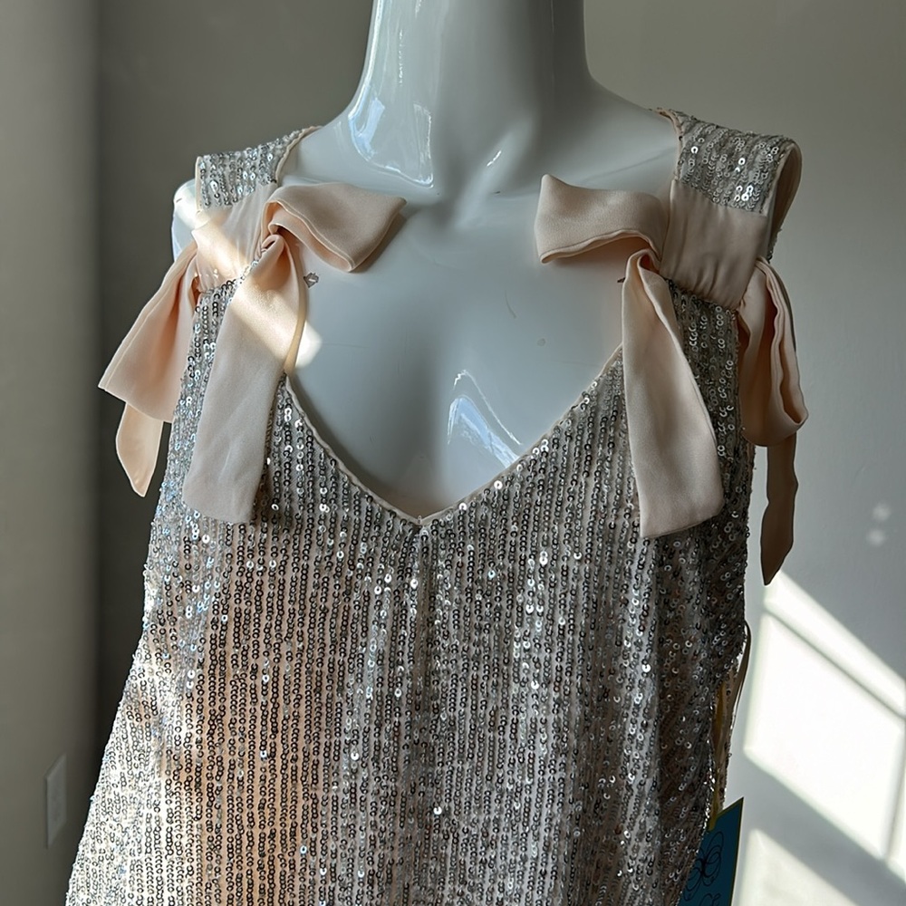 CECE SEQUIN SHIRT TOP BLOUSE SIZE L MSRP $69.00 NWT - Picture 3 of 9